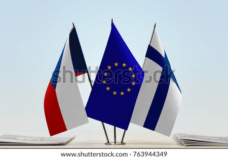 Flags of Czech Republic European Union and Finland