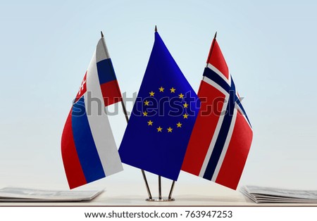 Flags of Slovakia European Union and Norway
