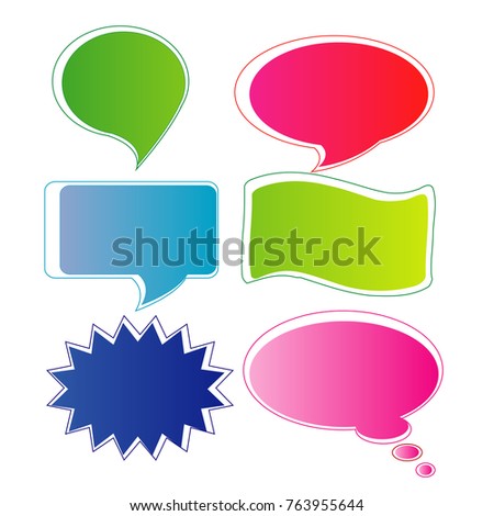 colorful cartoon style bubble speech illustration icon vector set isolated background
