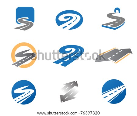 Road. Abstract element set of logo templates