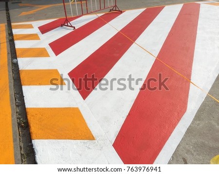 A Yellow Red and White Traffic Sign Painting