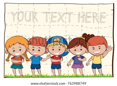 Background template with happy children illustration