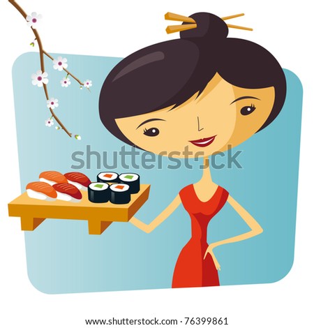 Sushi and maki waitress