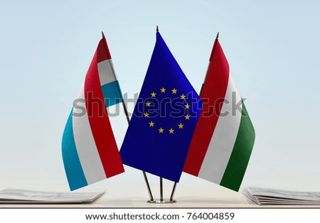 Flags of Luxembourg European Union and Hungary