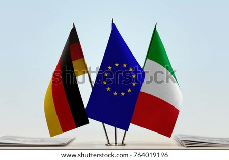 Flags of Germany European Union and Italy