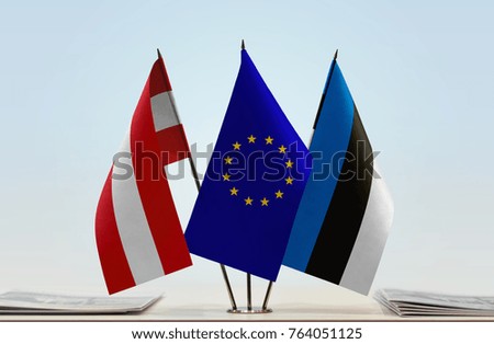 Flags of Austria European Union and Estonia