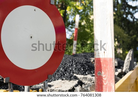 stop sign with construction site