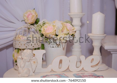Romantic and gentle decoration for the wedding ceremony of the wedding.
