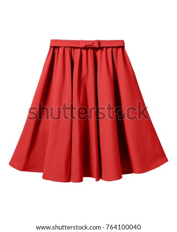 Red elegant skirt with ribbon bow isolated on white Royalty-Free Stock Photo #764100040