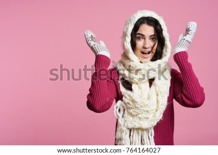 woman in white scarf, winter                               