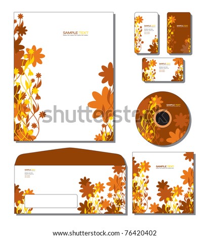 Corporate Identity Template Vector - letterhead, business and gift cards, cd, cd cover, envelope. Eps10.