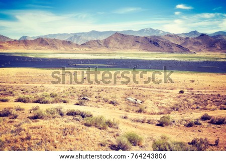 Death Valley National Park landscape, color filtered photo, USA.
