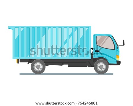 Truck trailer with container. long vehicle with flat design style vector illustration.