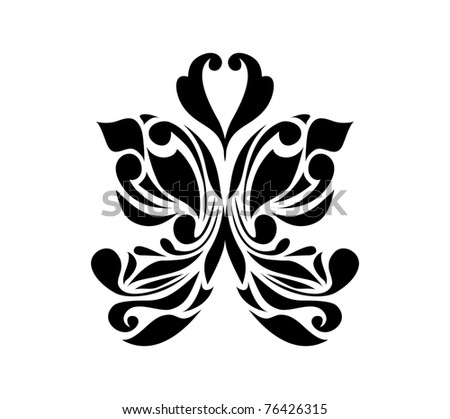 Vintage black ornament isolated on white background (raster version). Perfect for symbol, web, emblem, logo, logotype, signs, web.