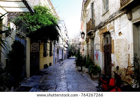 Medieval street in Athens, Greece