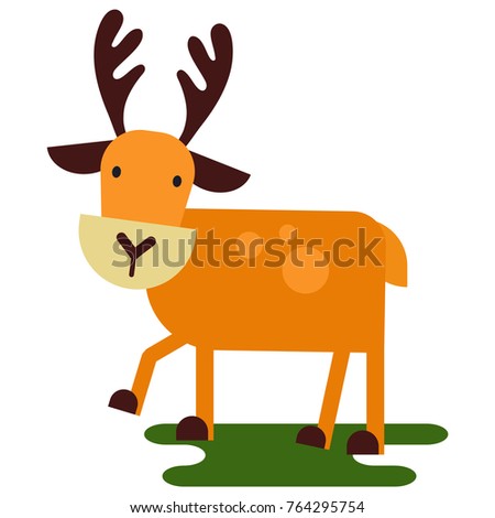 Christmas cute reindeer haracter vector New Year illustration of deer animal for sleigh