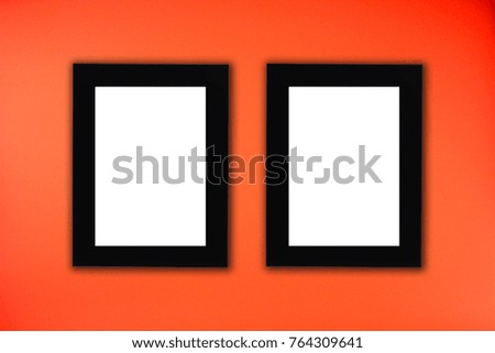 Black photo frames in red background