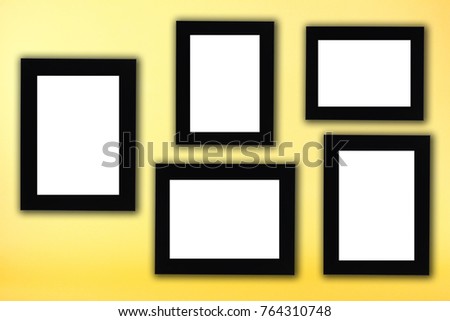 Black photo frame in yellow background