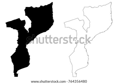 Mozambique map vector illustration, scribble sketch Republic of Mozambique
