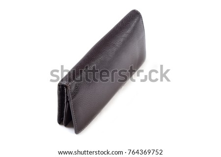 Isolated leather dark brown black wallet money