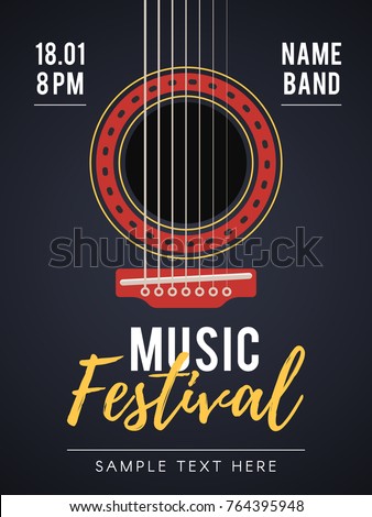 The acoustic music festival. A live music concert. Vector illustration for web design banner, poster, invitation flyer and other promotional materials Royalty-Free Stock Photo #764395948