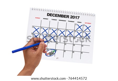 Kwanzaa Countdown Calendar (hand crossing out two weeks til Kwanzaa Begins white background