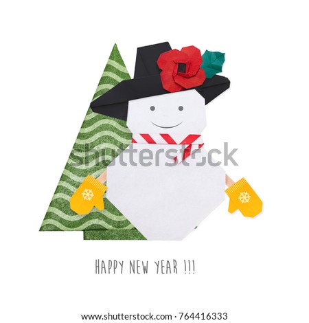 Orgami paper snowman
