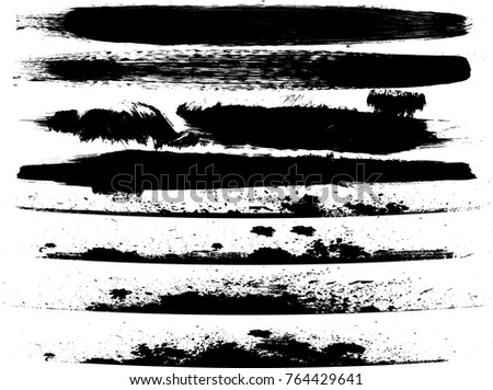 Edges Vector Set . Design Elements . Curved Grunge Borders , Dividers or Brush Strokes . Black bulge lines . stripes with  grunge effects