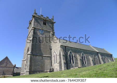 Grey stone church in  Cornwall, South England