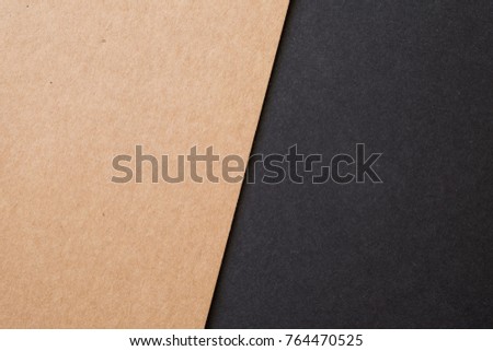 Kraft paper sheet overlap with brown and black colors for background, banner, presentation template. Royalty-Free Stock Photo #764470525