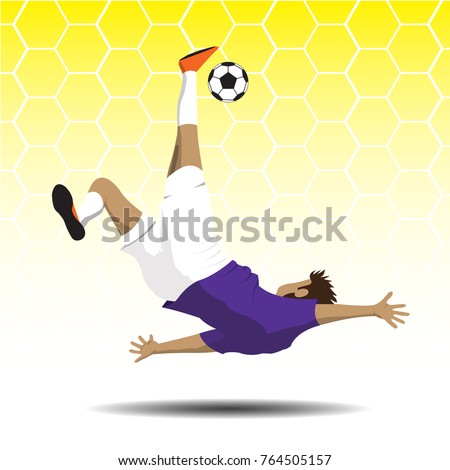 football player attempt to overhead kick, shooting football, soccer action