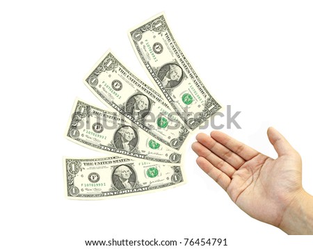 Hand pay four dollar bills