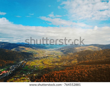 small town in the countryside, aerial photography