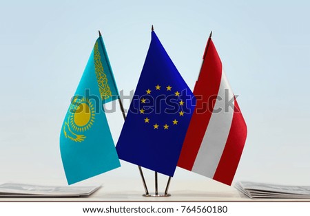 Flags of Kazakhstan European Union and Austria
