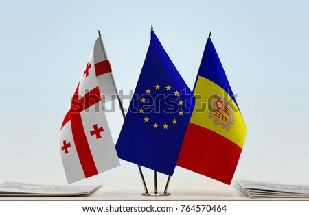 Flags of Georgia European Union and Andorra