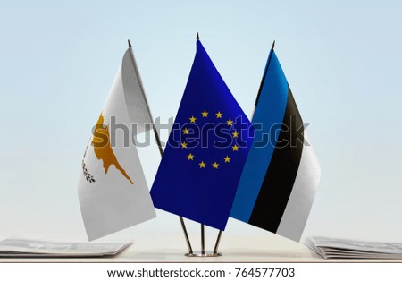 Flags of Cyprus European Union and Estonia