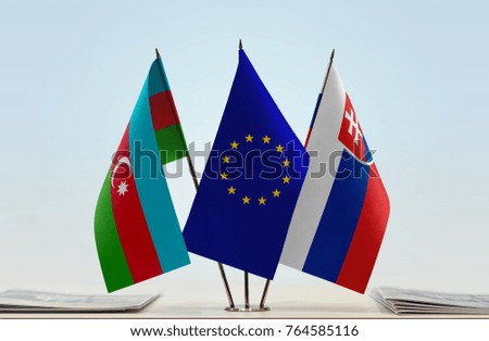 Flags of Azerbaijan European Union and Slovakia