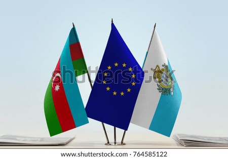 Flags of Azerbaijan European Union and San Marino