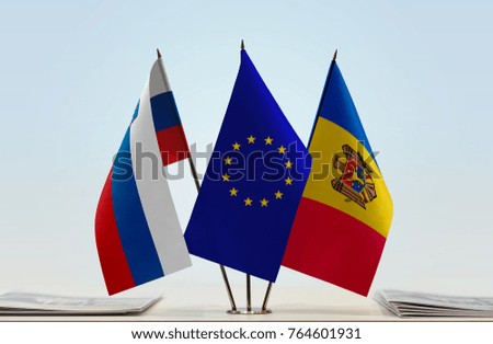 Flags of Slovenia European Union and Moldova