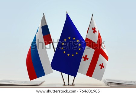 Flags of Slovenia European Union and Georgia