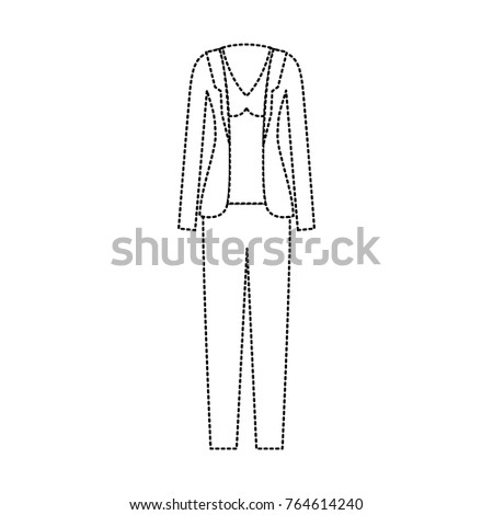 female clothes with pant and blouse and waistcoat in black dotted silhouette