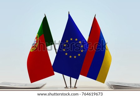 Flags of Portugal European Union and Armenia