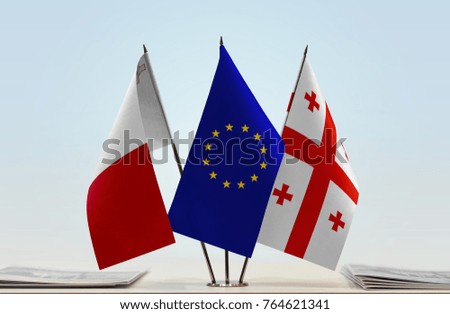 Flags of Malta European Union and Georgia