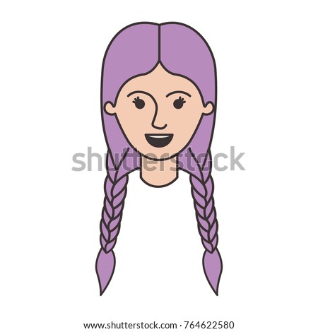 female face with braided hair in colorful silhouette