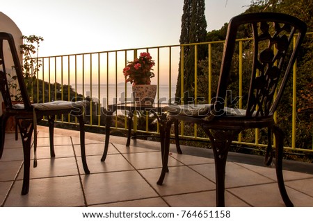 panoramic view of the Sorrento coast from the balcony of a hotel. Naples_Italy