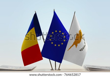 Flags of Romania European Union and Cyprus