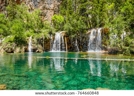 Tranquil scene of Hanging Lake Waterfall, Colorado, USA Royalty-Free Stock Photo #764660848