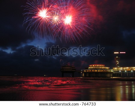 Picture of the international fireworks festival in Scheveningen, the Netherlands, 2004