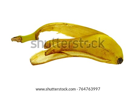 Bananas Skin isolated on white background. Banana peel close up.