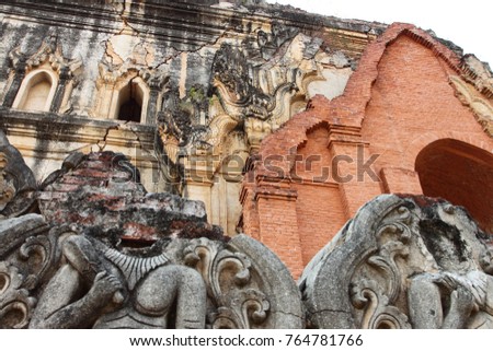 old Buddhist Temple ruins at Inwa near Mandalay. Myanmar